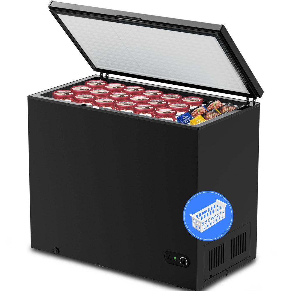 Kismile 7.0 Cubic Feet Chest Freezer with Removable Basket Free Standing Top Open Door Compact Freezer with Adjustable Temperature for Home/Kitchen/