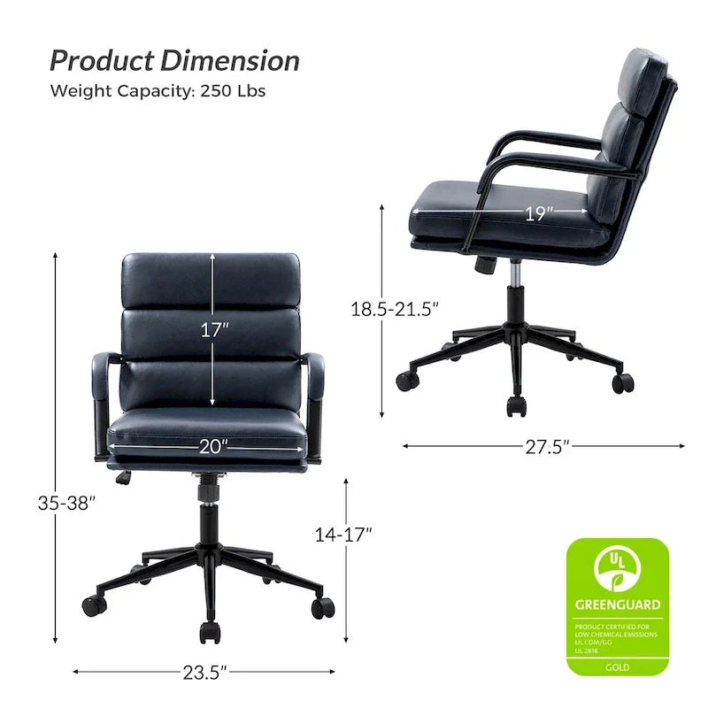 Joseph Contemporary Faux Leather Task Chair with Tilt Lock and Center Tilt by HULALA HOME