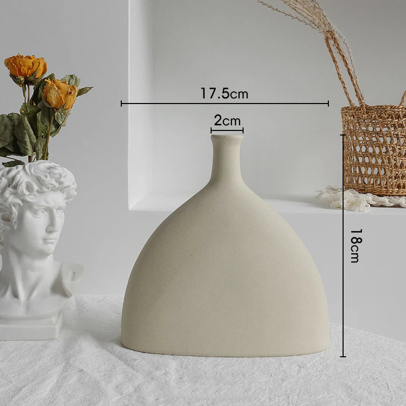 Nordic Ceramic Dry Flower Vase – Minimalist Matte Home Decor