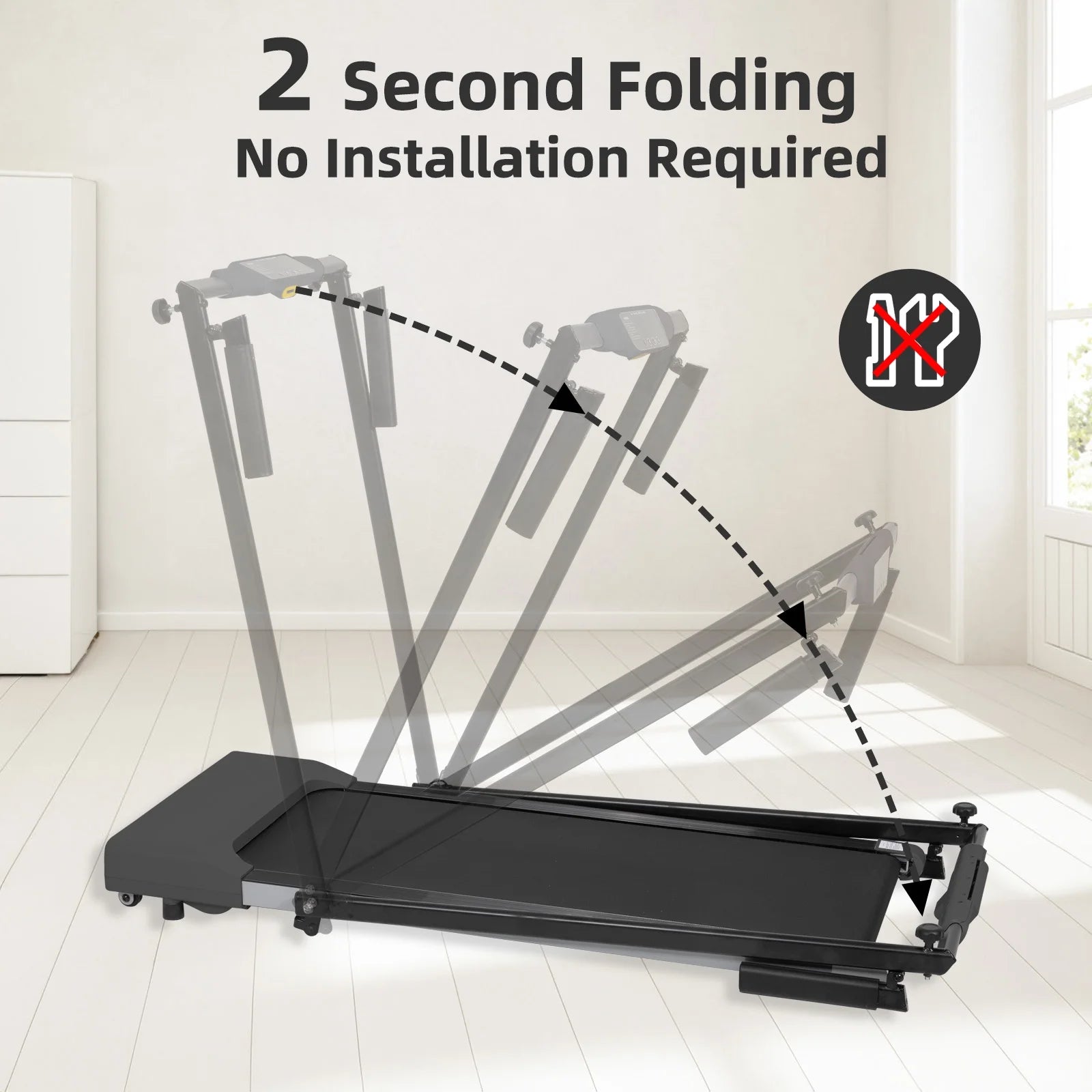 Ambifirner Portable Folding Treadmill, 3.0 HP Foldable Compact Treadmill for Home Office with 300 lb Capacity for Walking & Running