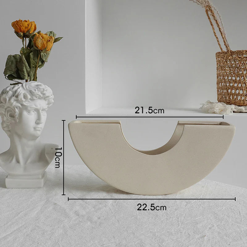 Nordic Ceramic Dry Flower Vase – Minimalist Matte Home Decor