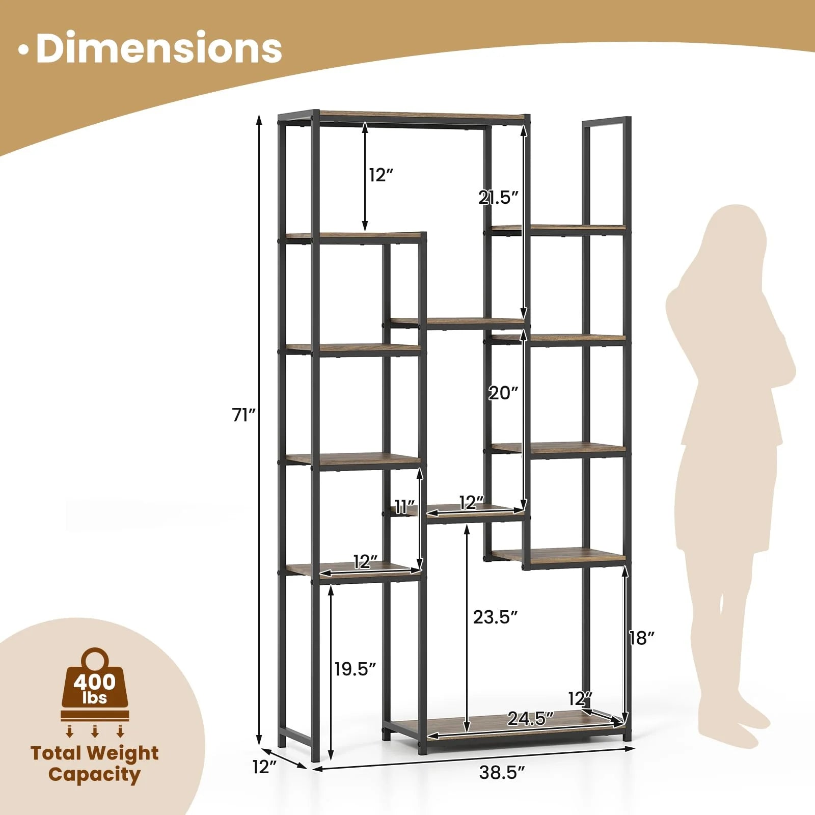 Tangkula 71” Tall Bookshelf 12 Storage Shelves Heavy-Duty Metal Frame Modern Freestanding Plant Display Rack