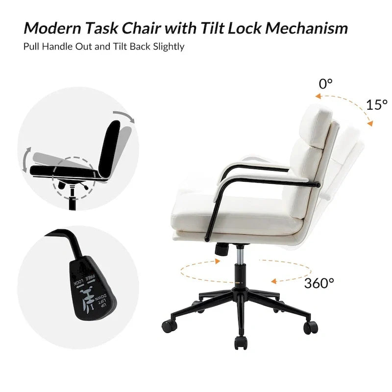Joseph Contemporary Faux Leather Task Chair with Tilt Lock and Center Tilt by HULALA HOME