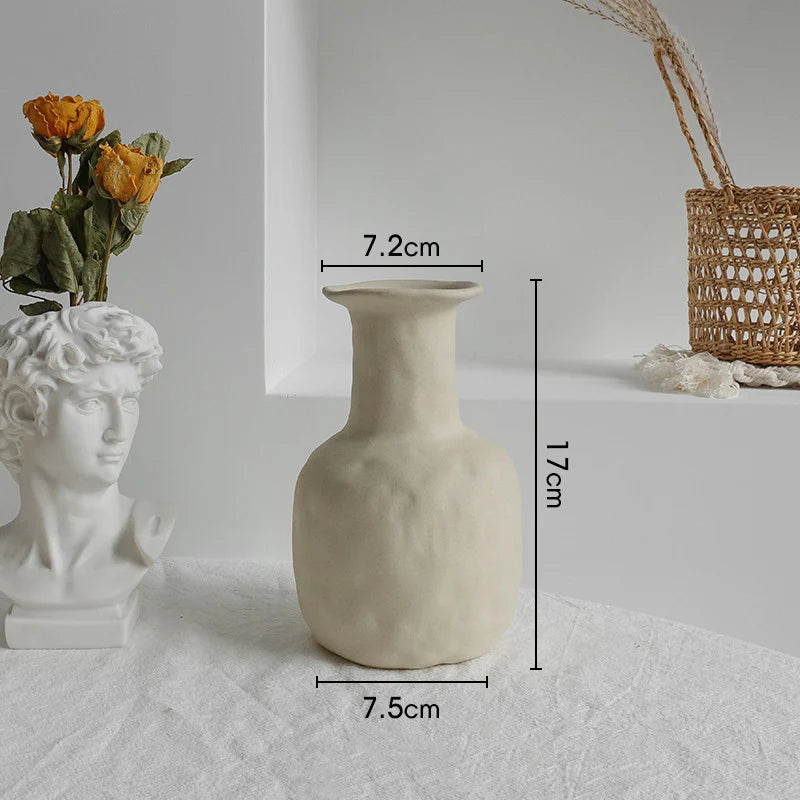 Nordic Ceramic Dry Flower Vase – Minimalist Matte Home Decor