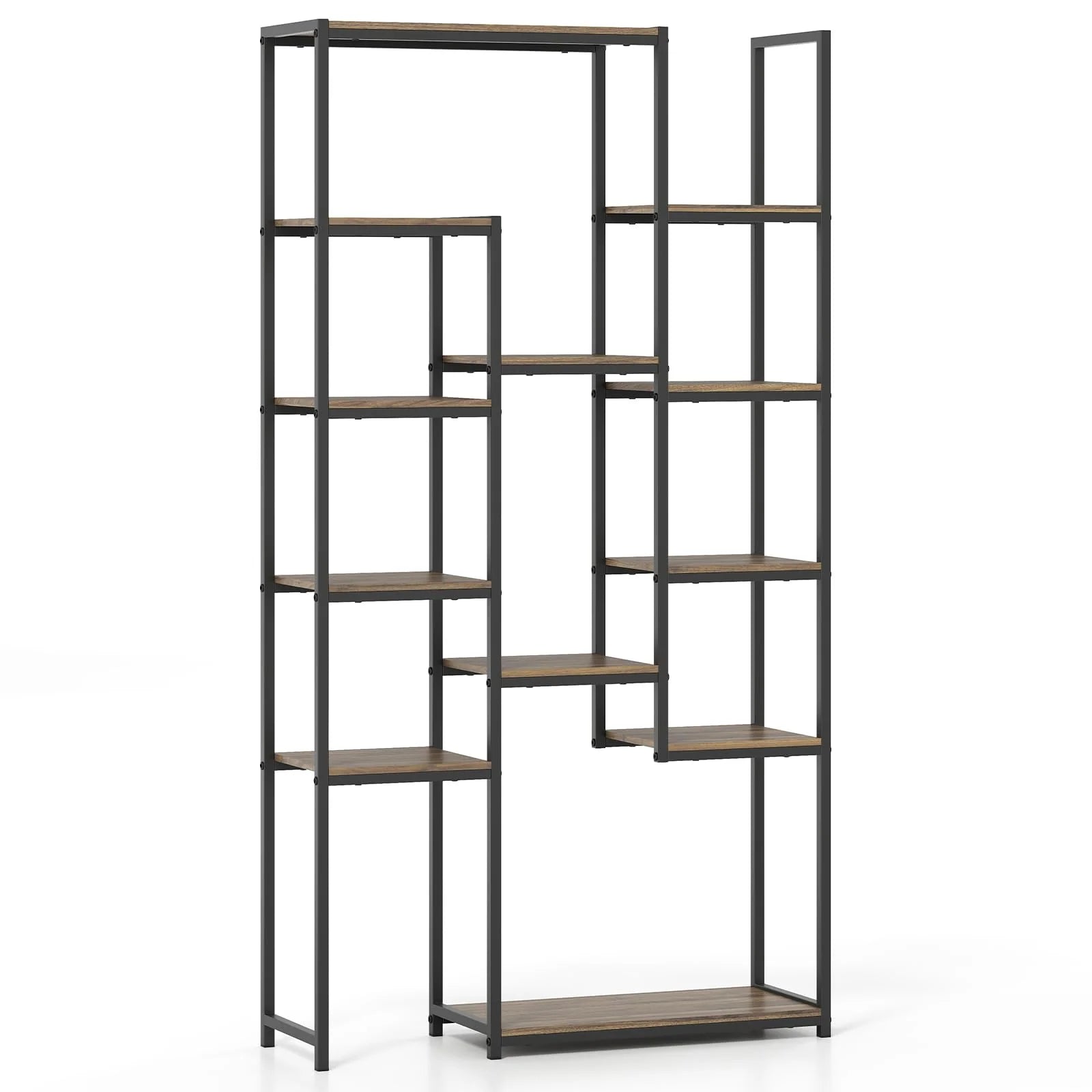 Tangkula 71” Tall Bookshelf 12 Storage Shelves Heavy-Duty Metal Frame Modern Freestanding Plant Display Rack