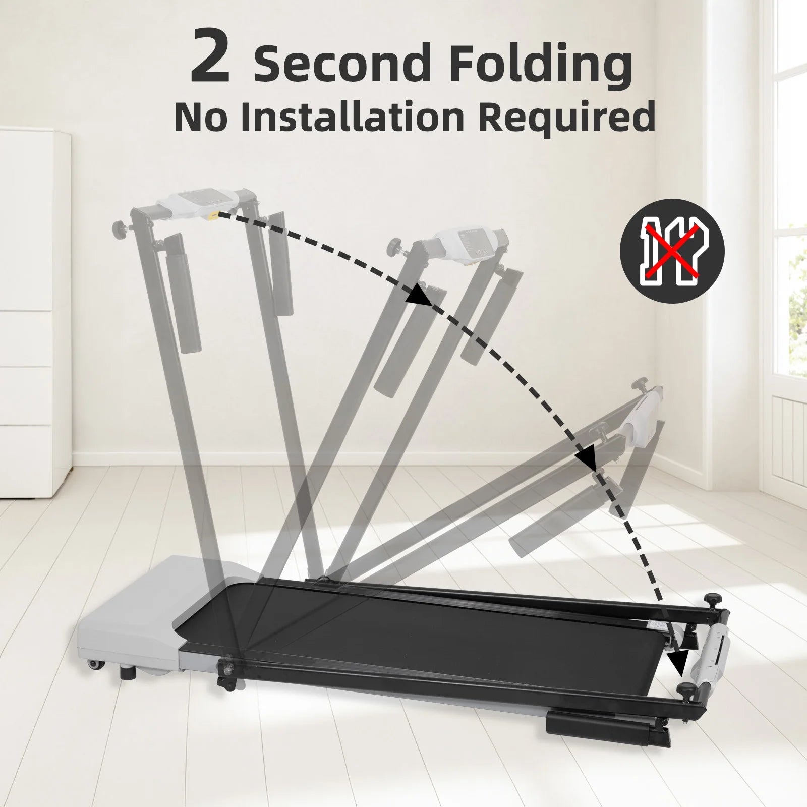 Ambifirner Portable Folding Treadmill, 3.0 HP Foldable Compact Treadmill for Home Office with 300 lb Capacity for Walking & Running