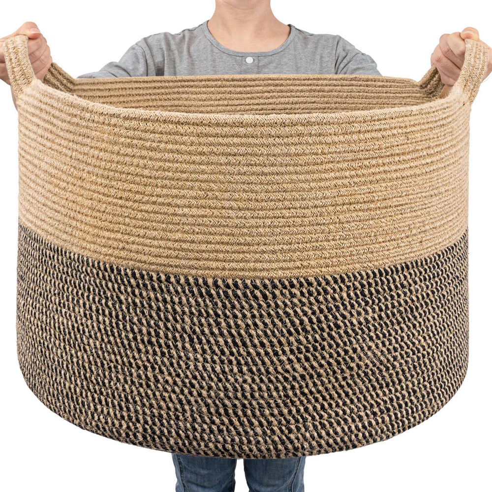 Goodpick Extra Large Wicker Storage Basket, 83L Woven Blanket Storage for Living Room, Round Woven Basket for Clothes, Large Jute Basket, Big